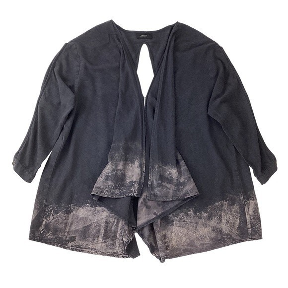 LINDSEY THORNBURG Womens 2 Blouse Gray Top Dyed Shirt Lagenlook Boho Top - Picture 1 of 16